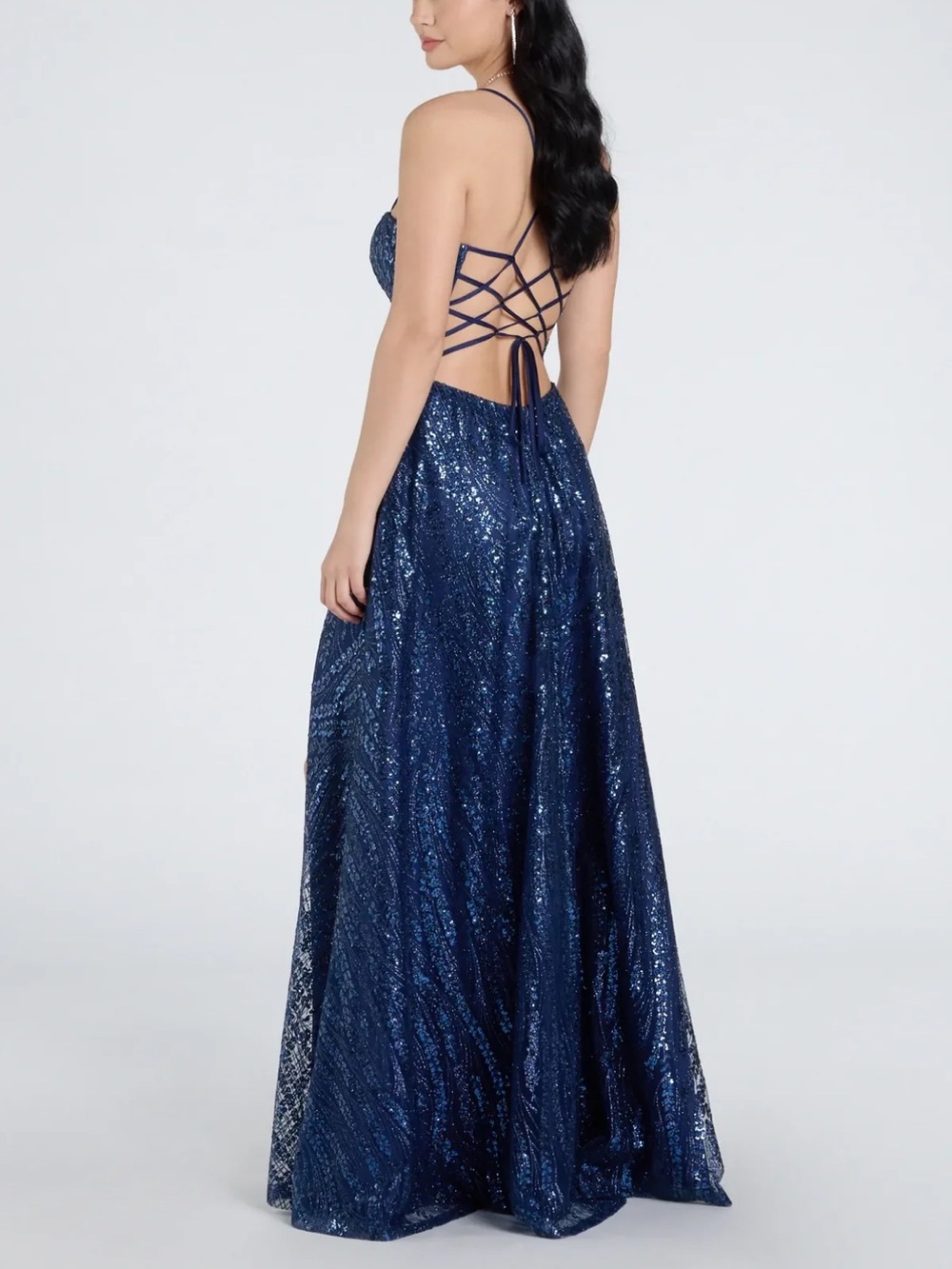 NWT Cachet Light Blue Silver Glitter Filigree Formal Prom Dress Gown Size 8